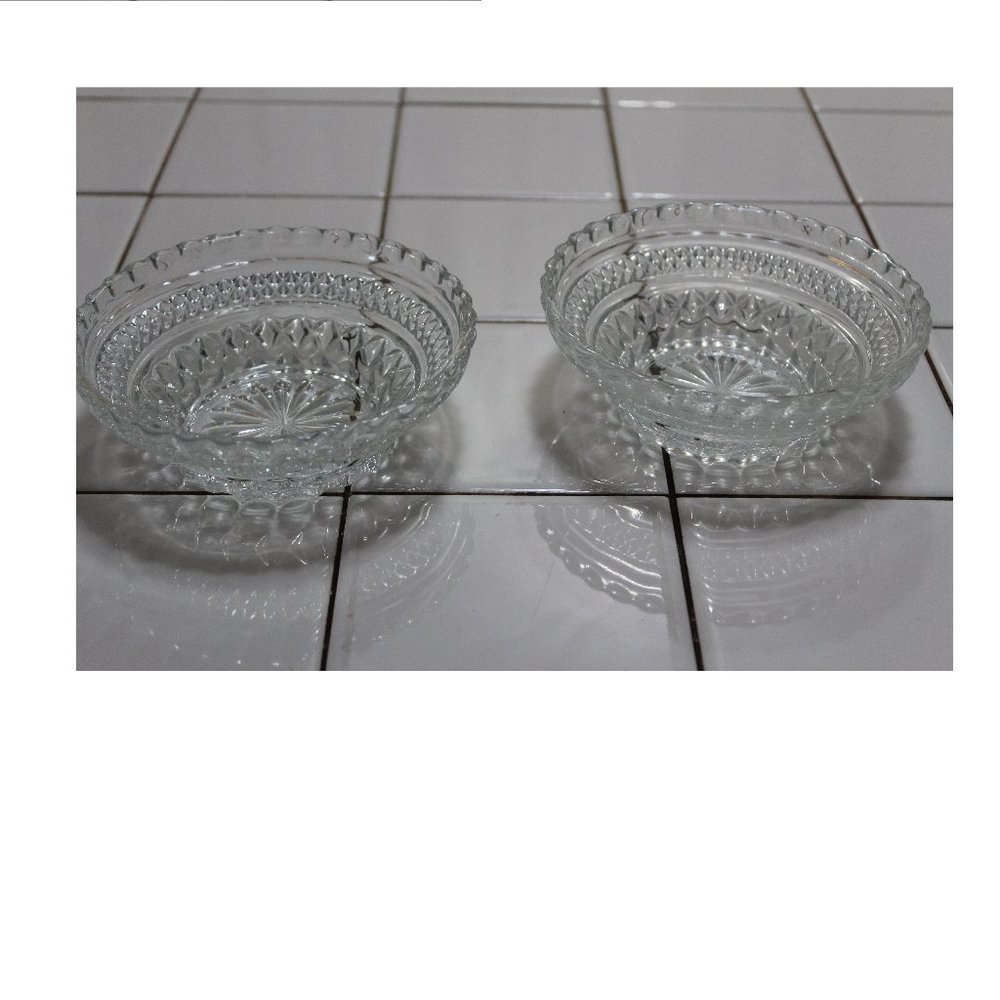 Vintage 1960's Ornate Cut Glass Bowls Condiment Serving